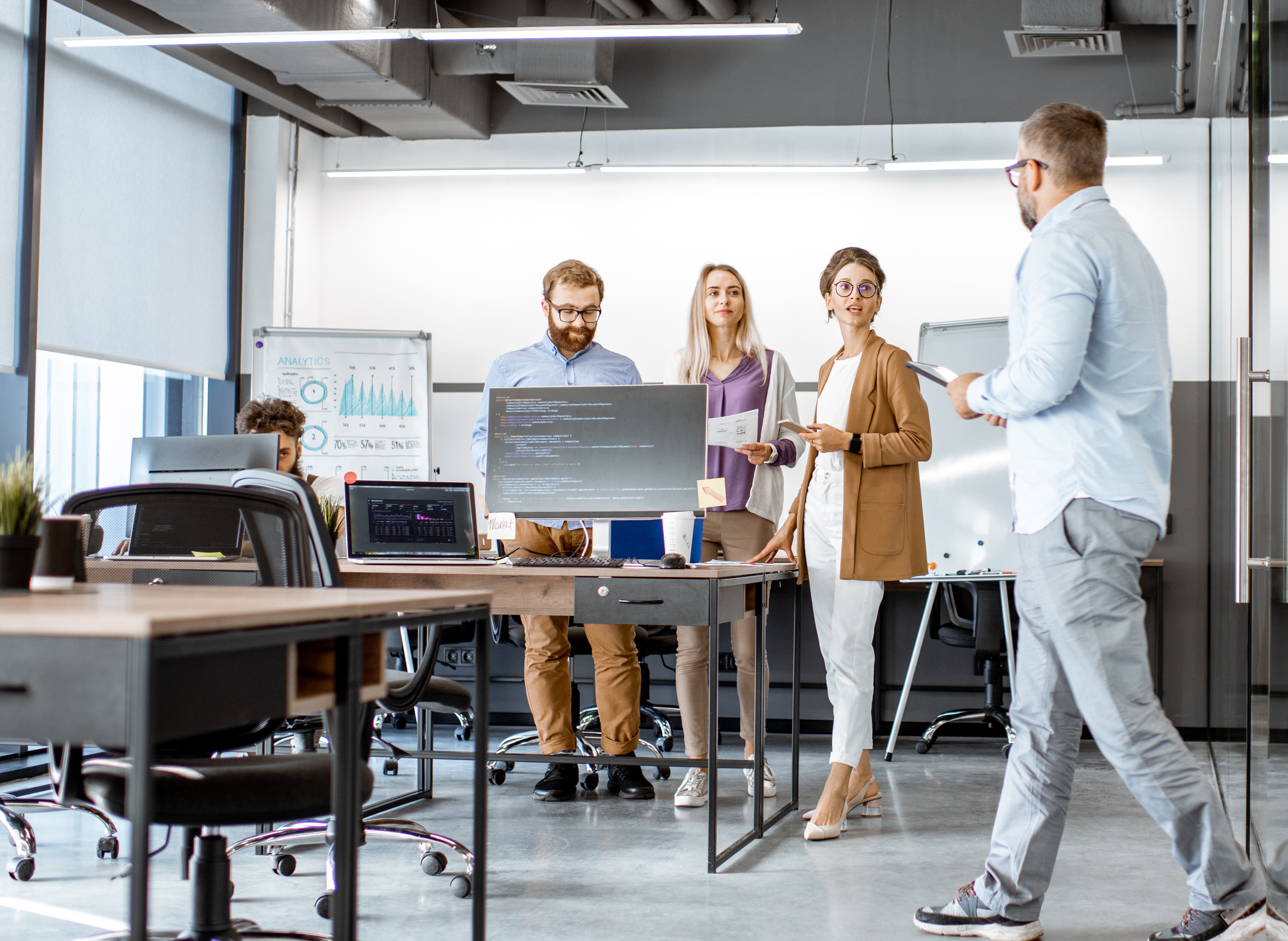 Office environment showcasing test automation setup